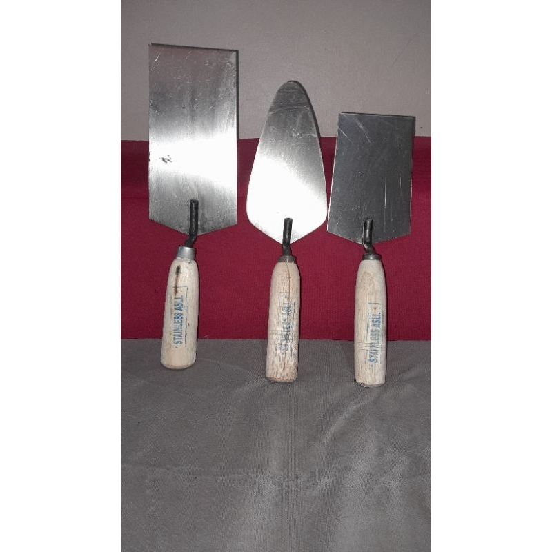 3pcs sendok cetok semen Stainless tebel asli alat tukang bangunan