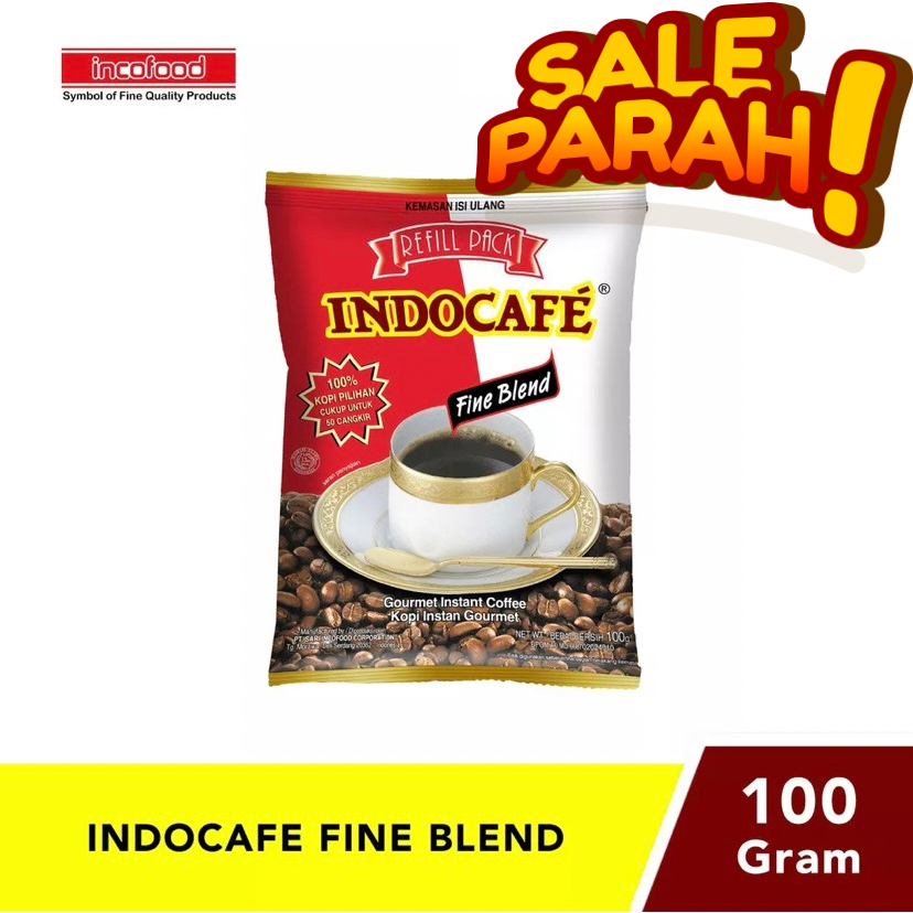 

Kopi Indocafe Fine Blend Refill 100gr Kemasan/Kopi Hitam Kemasan Indocafe/Kopi hitam refill kemasan