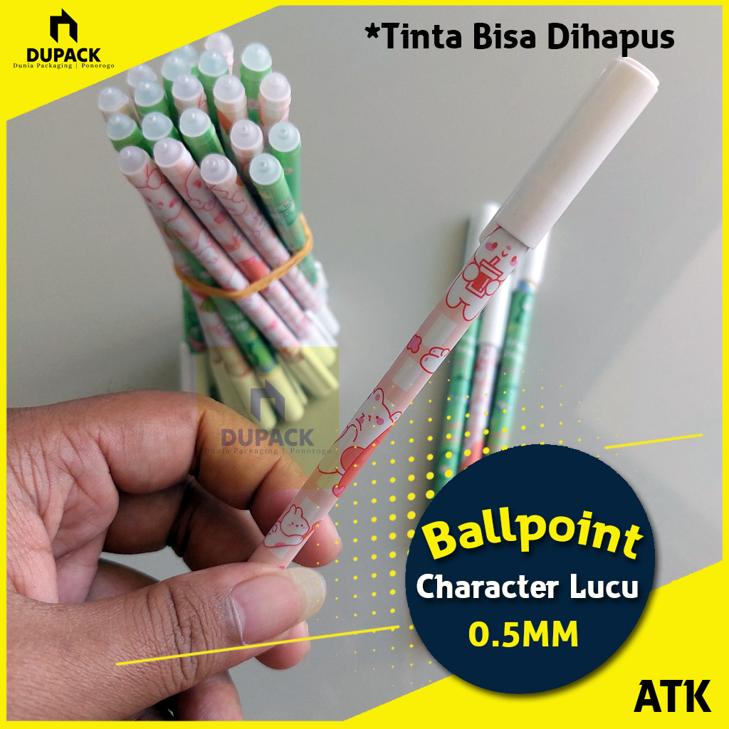 

Pulpen Ballpoint Karakter Unik Tinta Warna Biru 0.5MM Bisa Dihapus