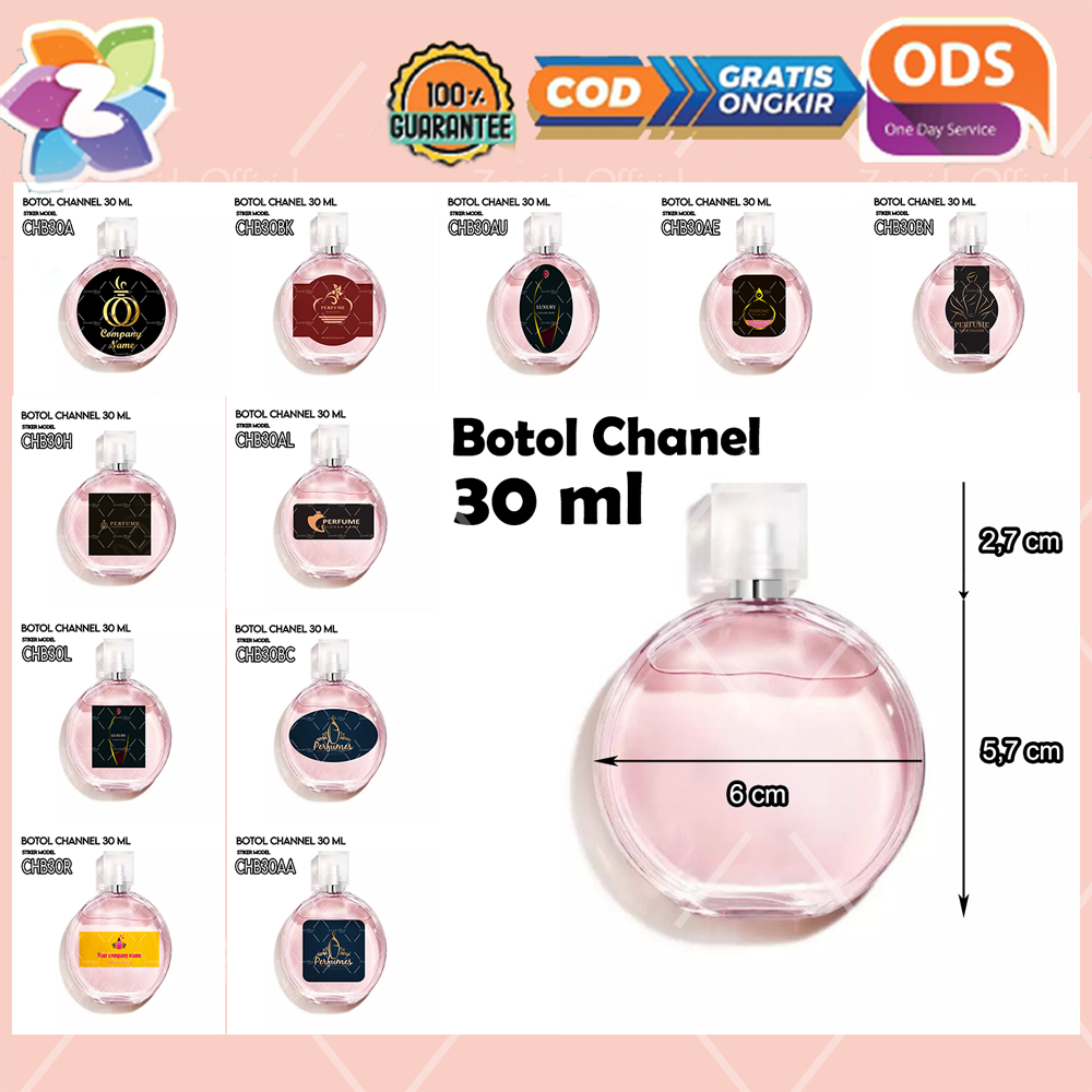 

Stiker Botol Parfum Ch Chanel 30 ml Bulat Parfume Sticker Label Custom Channel Premium Matte