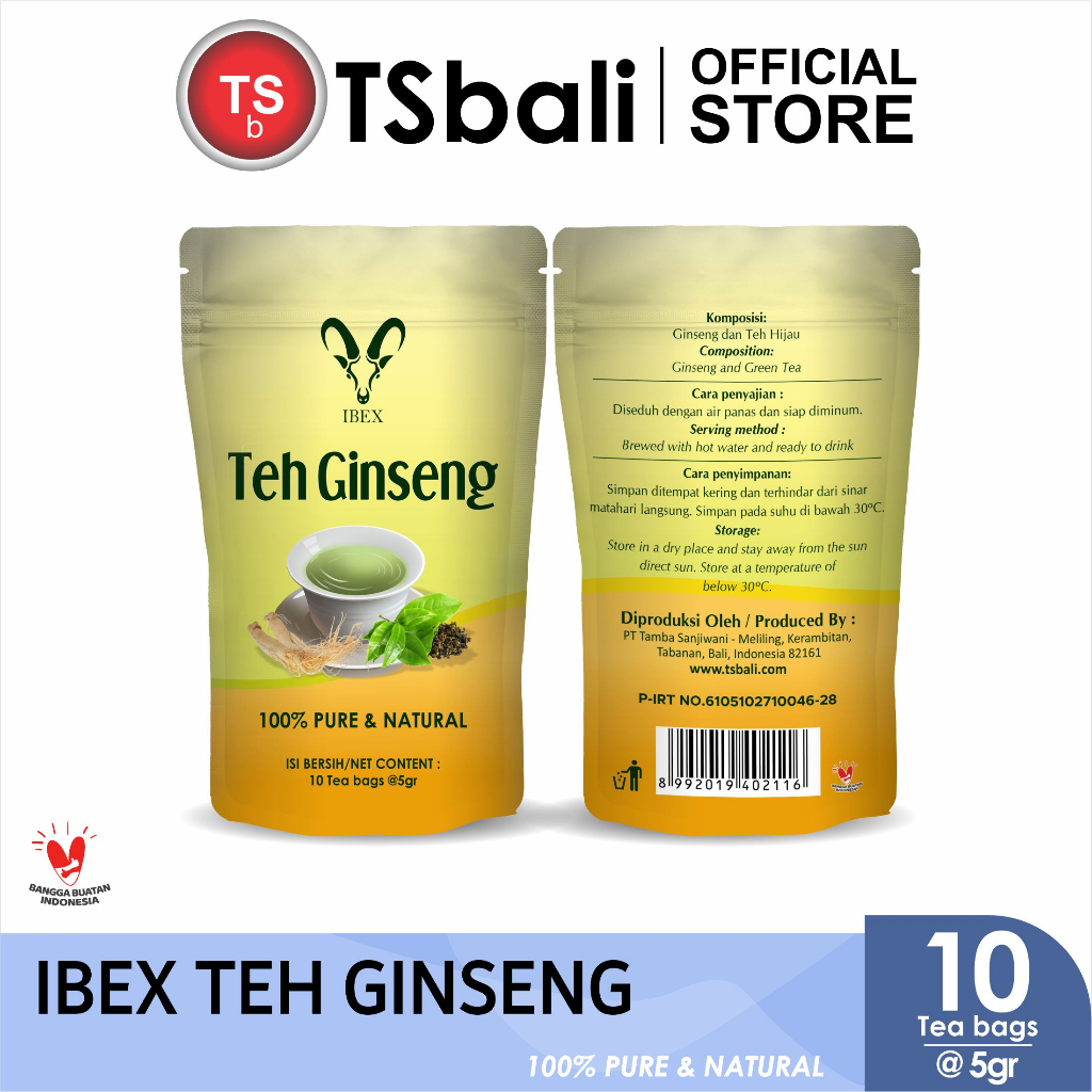 

IBEX Ginseng Tea Minuman Kesehatan Teh Ginseng Pure & Natural 5gr x 10 Kantong