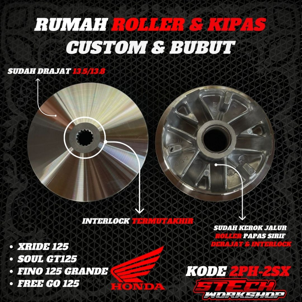 PULLEY MIO SOUL GT CUSTOM BUBUT RUMAH ROLLER PULLEY XRIDER 125 CUSTOM BUBUT RUMAH ROLLER DAN DRAJAT