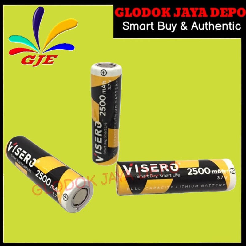 BATERAI BATTERY LITHIUM 18650 FULL KAPASITAS 3,7V 2500MAH VISERO