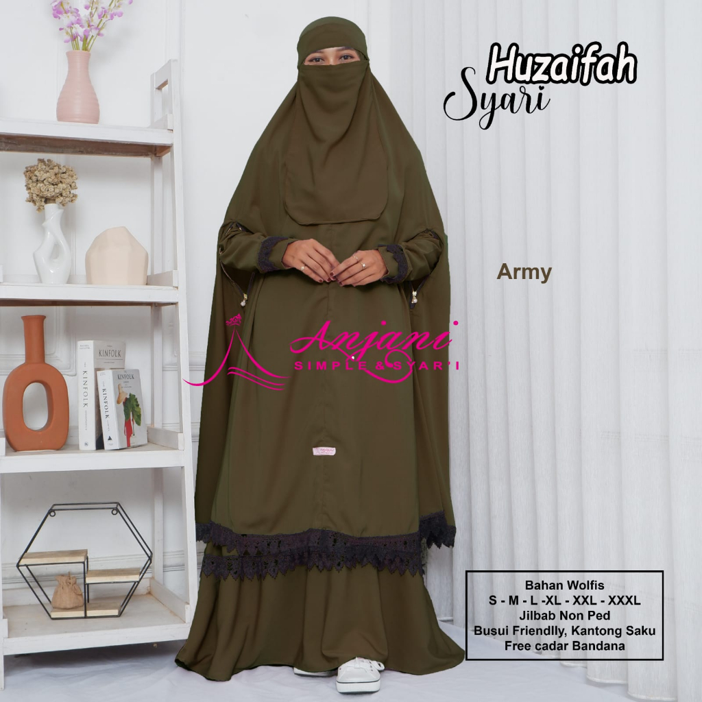Gamis Syari Huzaifah Syari Gamis Syari Polos Set Jilbab Busui Free Cadar Gamis Polos Busui