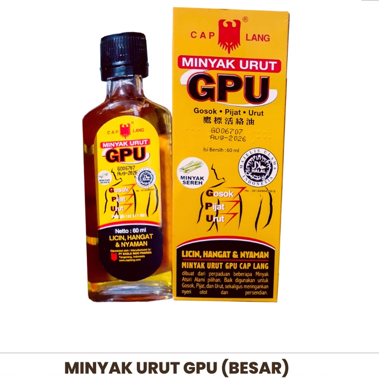 MINYAK URUT GPU UKURAN 60ML (BESAR) GROSIR