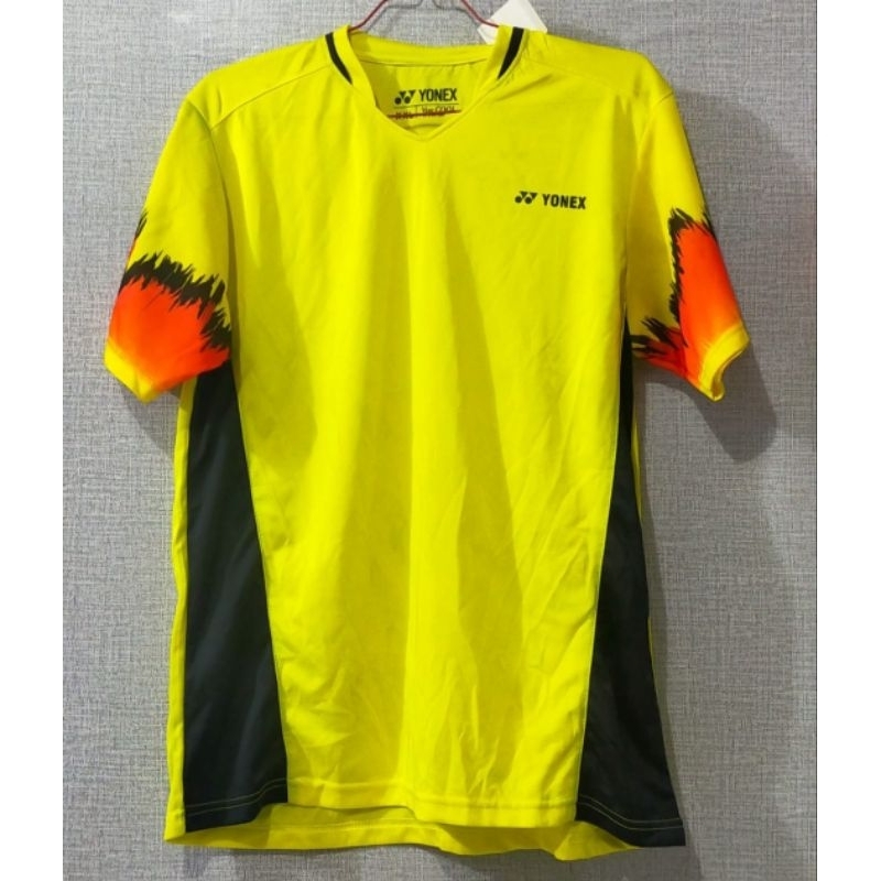 Size 2XL Baju Badminton Bulutangkis Yonex Kuning list orange by Ahardin