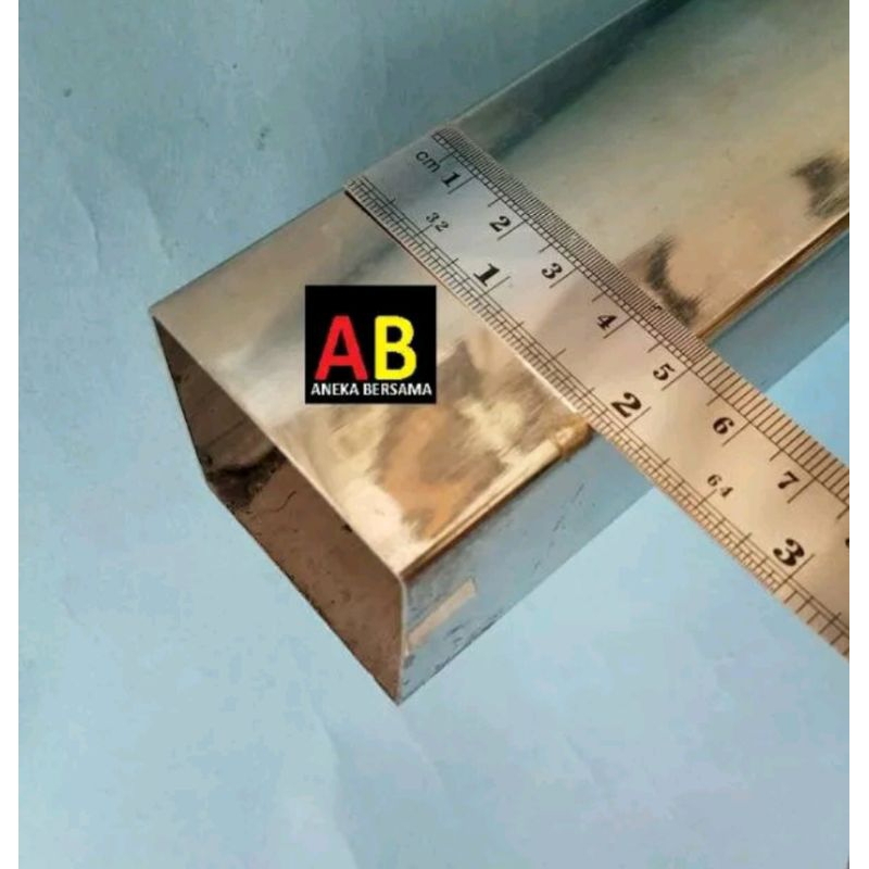 Hollow Stainless Steel Mirror 5cm x 5cm Tebal 1.2mm Panjang 119.5cm