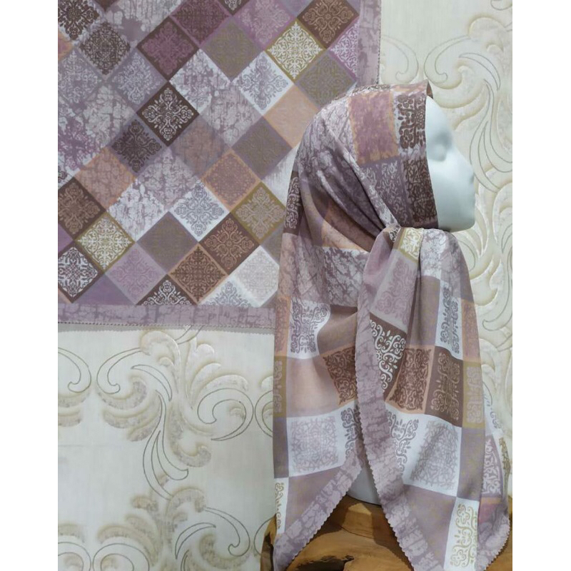 HIJAB VOAL MOTIF KK COKSU KOMBI UNGU