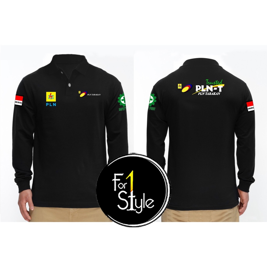 TYPE 03 -  BAJU kerah mode polo LISTRIK TARAKAN belakang dan Depan LOGO PLN - BAJU PLN LISTRIK TARAK