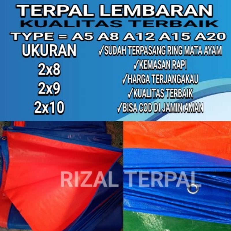 Terpal Plastik Lembaran Type Ketebalan A5 A8 A12 A15 A20 ukuran 2x8 2x9 2x10 Cap Treck