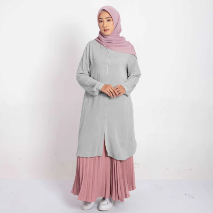 DAUKY L Tunik Basic Rayon Crincle - Atasan Wanita Dauky - Baju Wanita - Kemeja Polos Wanita - Kemeja