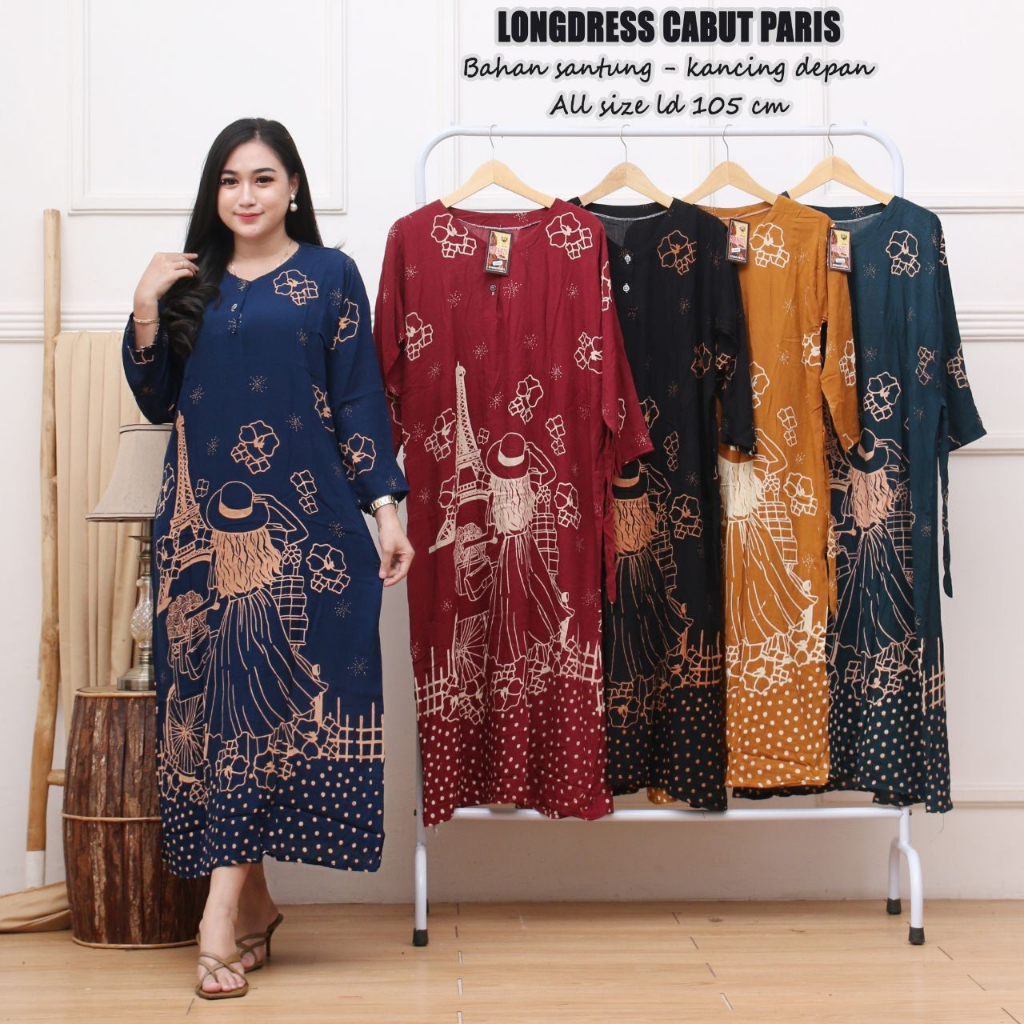 Daster Panjang Batik Longdress Lengan Panjang Daster Busui Baju Hamil Daster Kekinian Baju Tidur Wan