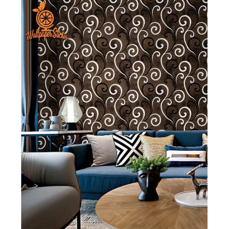 Wallpaper Dinding Motif batik coklat CY1042