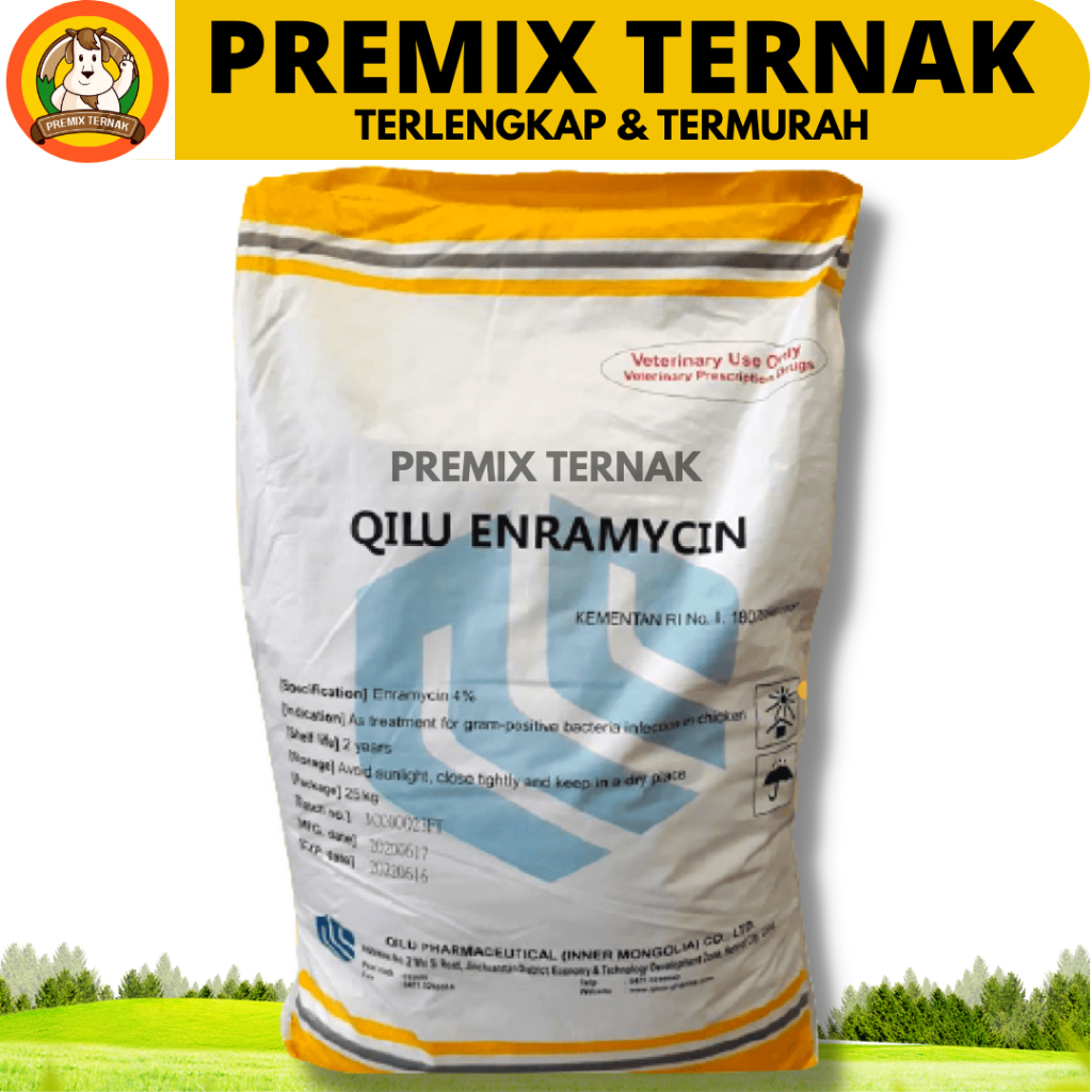 QILU ENRAMYCIN 4% (AGP) 1 SAK (25KG) - Premix Anti Microba Feed Additive Pemacu Produksi Telur - AGP