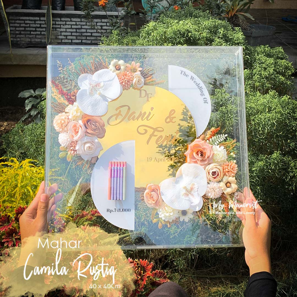 Mahar Camila Rustic/Mahar Pernikahan Full Frame Akrilik Rustic Size 30x30 cm, 30x40 cm & 40x40 cm