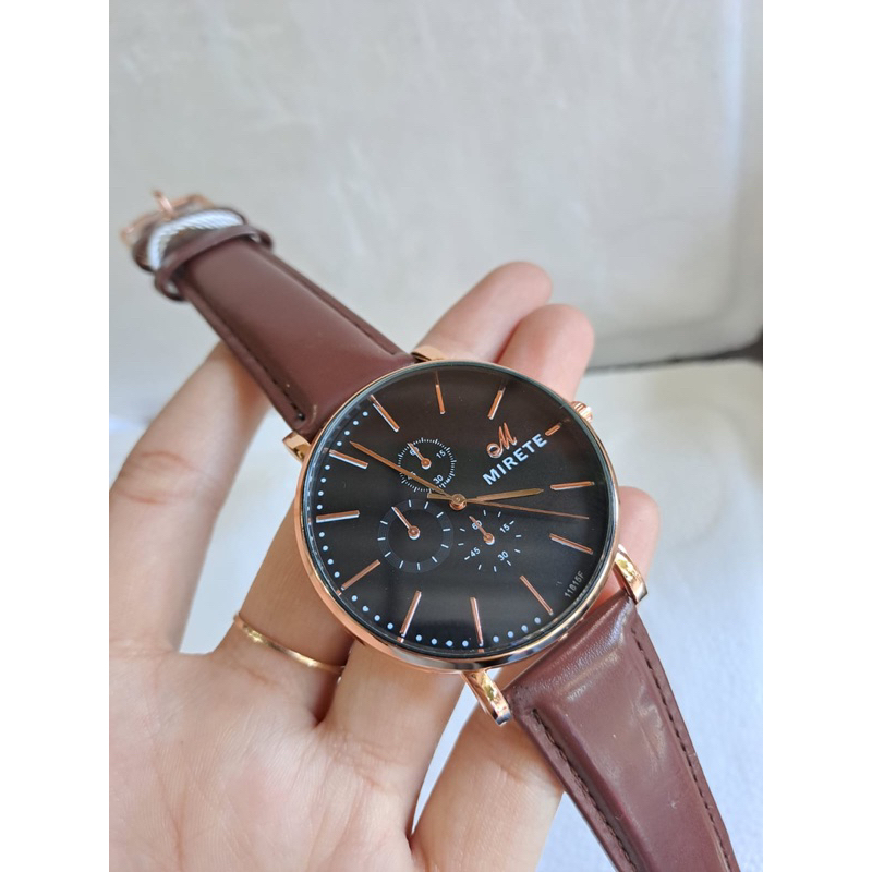 JAM  COUPLE KULIT MIRETE TAHAN AIR KUARSA ORIGINAL JAM TANGAN PRIA TALI KULIT_JAM TANGAN WANITA TALI