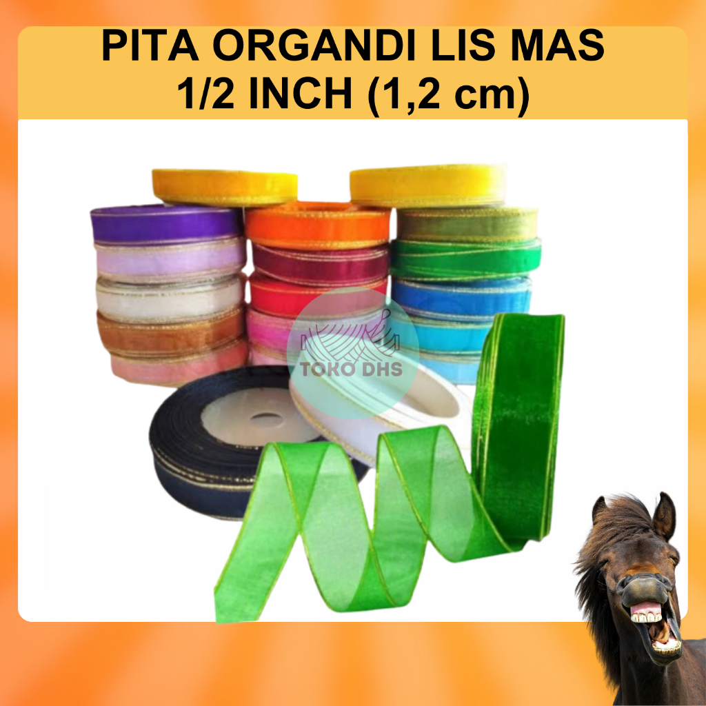 

Pita Organdi List Emas 1/2 inch (1,2 cm)