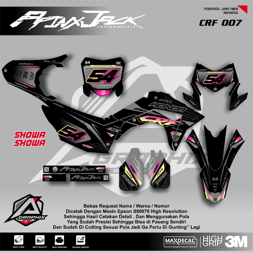 DECAL CRF 150 ABU ABU PINK /DECAL CRF 150 CUSTOM FULL BODY