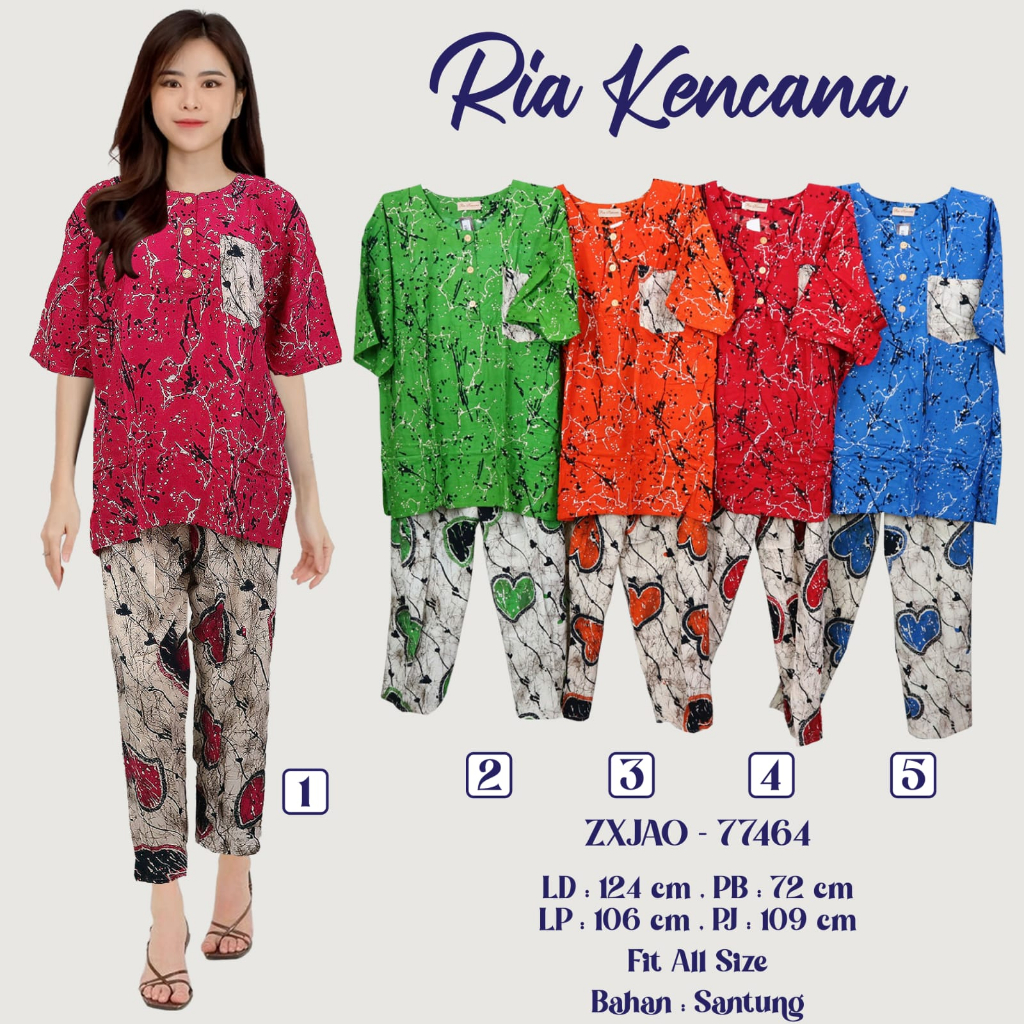 SETELAN BATIK WANITA PIYAMA BATIK SETELAN MURAH RIA KENCANA