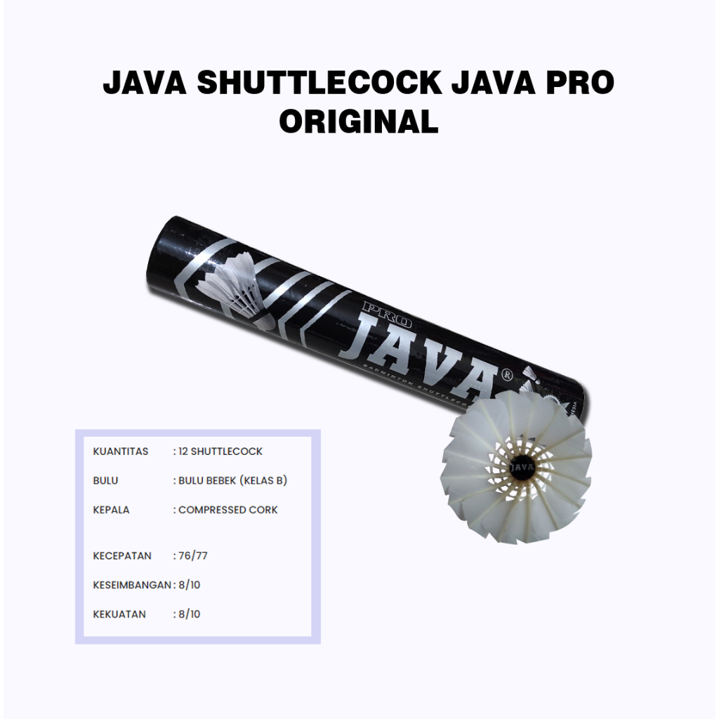 Java Shuttlecock Kok Badminton Bulutangkis Java Pro Original