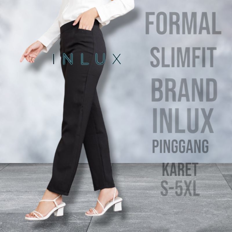 celana kerja wanita slimfit pinggang karet | celana kantor wanita slimfit | celana bahan wanita slim