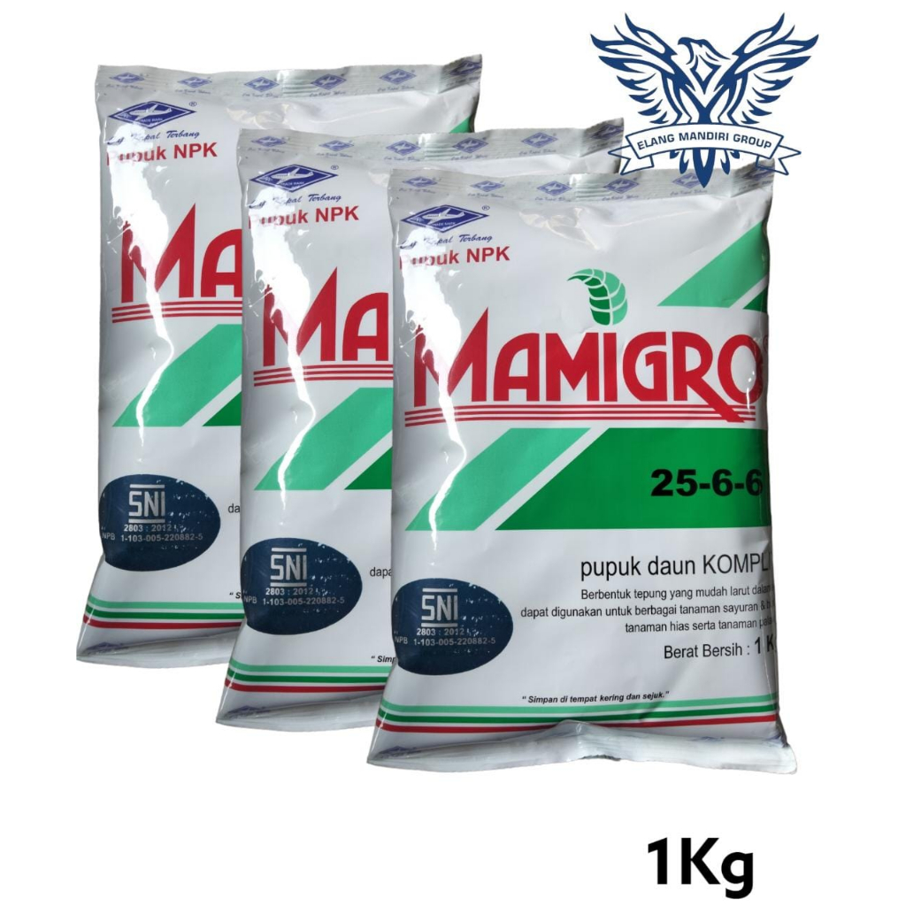 Pupuk NPK MAMIGRO Hijau 25+6+6 1KG Super N Pupuk Daun Tanaman