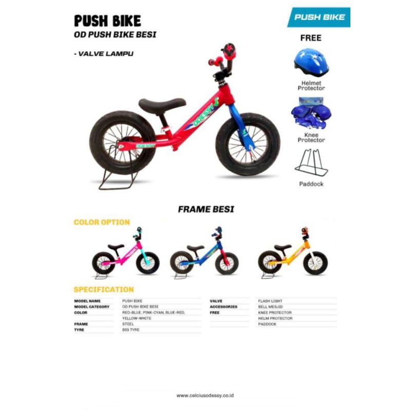 Push Bike Sepeda Anak Anak Full Set // Balancing Bike Odessy