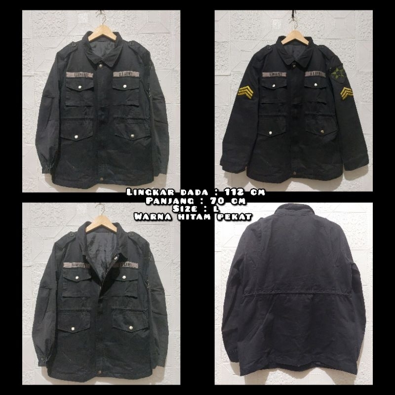 Jaket Parka Tactical Warna Hitam Pekat Second Original.