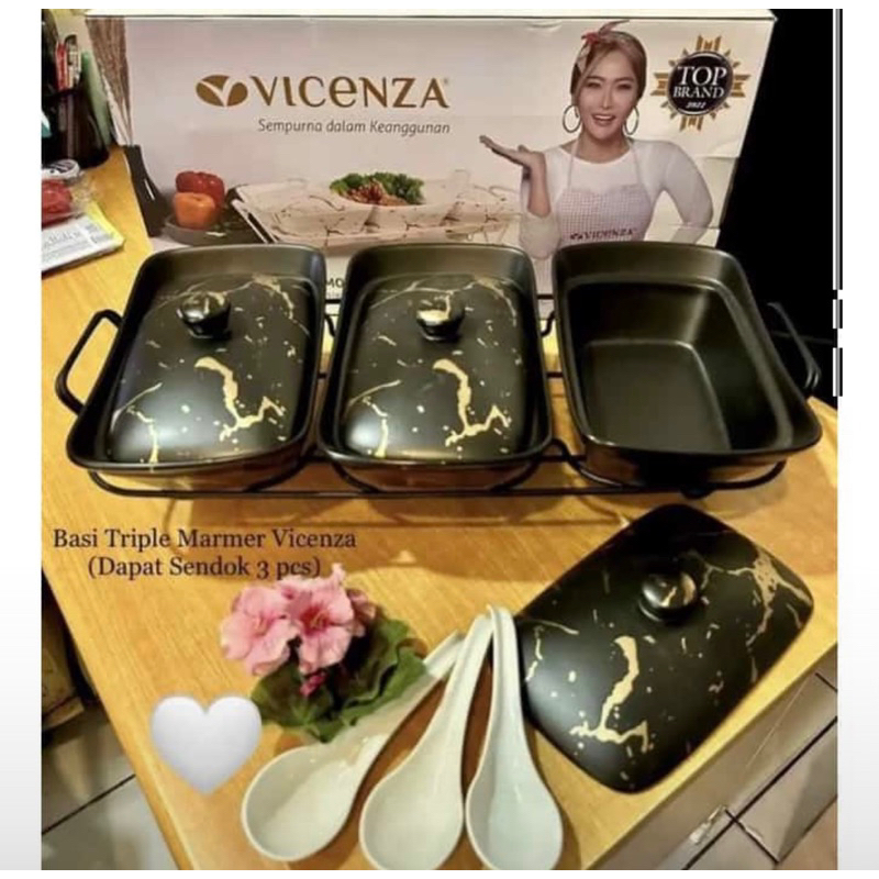 Prasmanan wadah Sayur gandeng tiga Vicenza Marbel