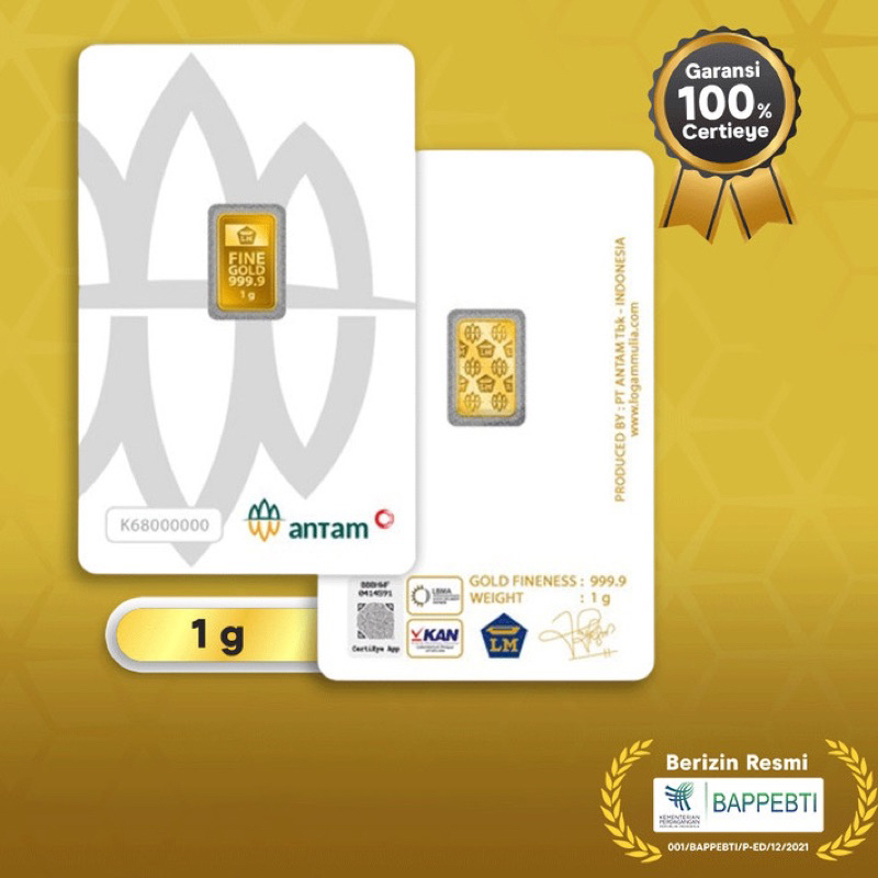 Logam Mulia Emas Antam 1 gram Press Certieye / Retro Portrait Classic / Landscape Tidur LM 1gr