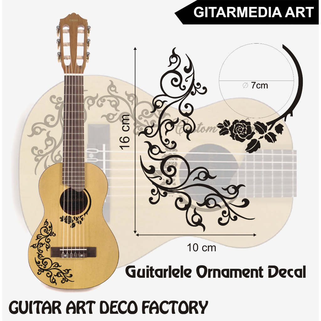 stiker decal body gitarlele gitar akustik gl1 yamha ornament stiker gitarlele yunior mini aestetik k