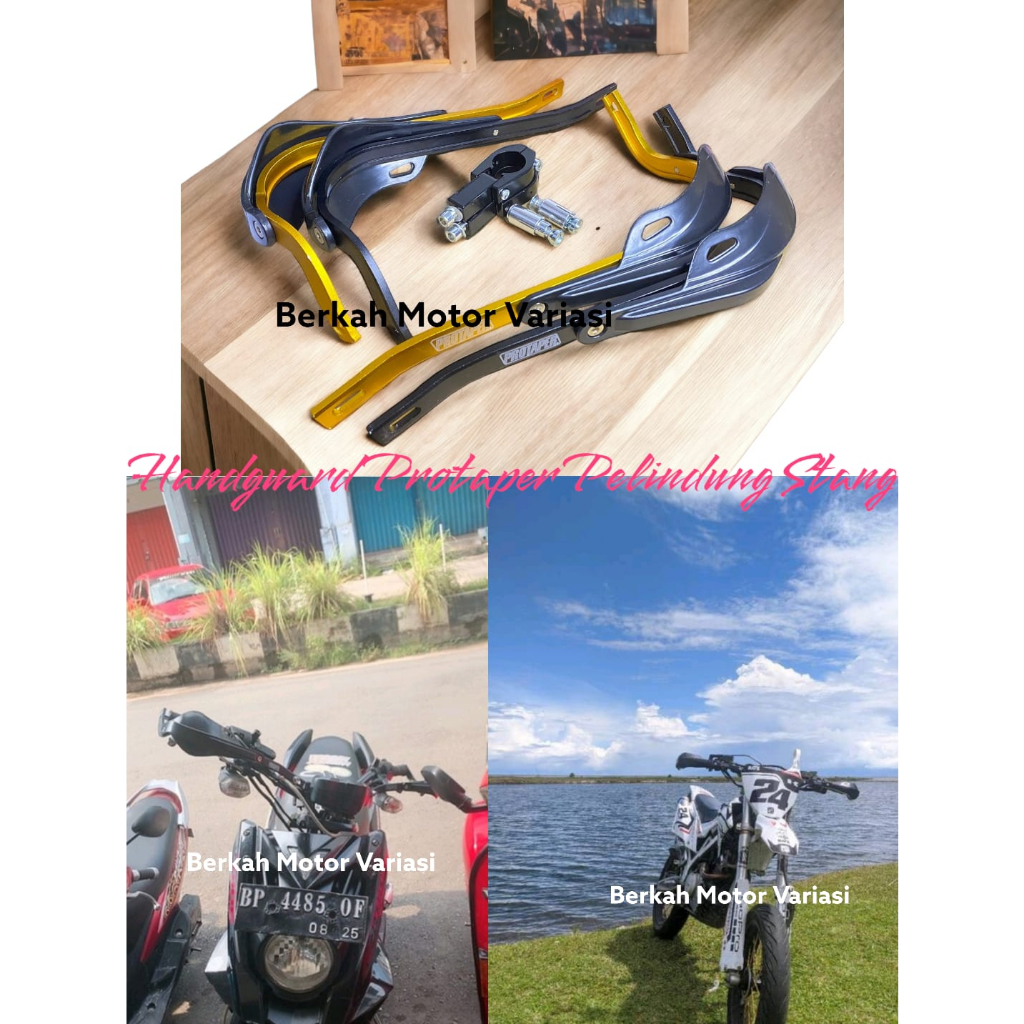 Handguard Protaper Pelindung Stang Klx Beat Street Dtracker Trail Crf Ktm Universal Warna Hitam Gold