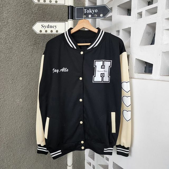 Jaket Varsity Baseball H Love Pria Wanita  - JAKET VARSITY BASEBALL M L XL koreanstyle inisial H