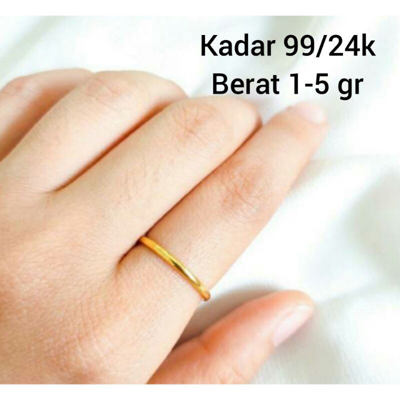 Cincin  bulat emas asli kadar 99%/24k