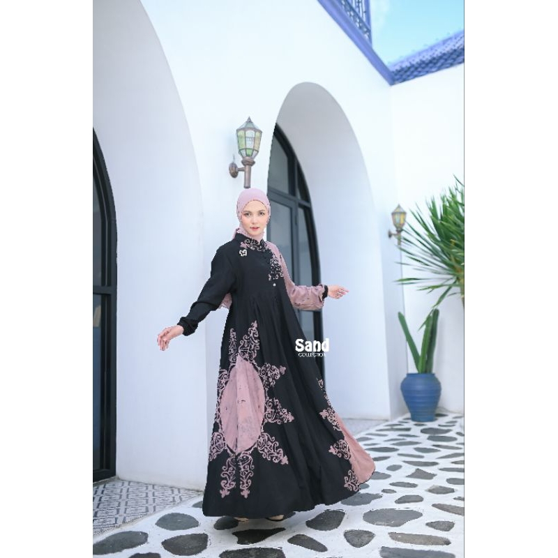 gamis twill original terbaru motif hitam sultan matahari malaman ready dari size S M L XL XXL XXXL