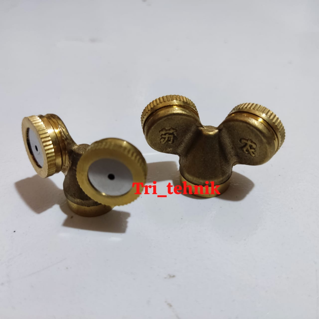 Nozzle 2 Kepala Sprayer Kuningan Spuyer Elektrik Manual Kompresor Hama