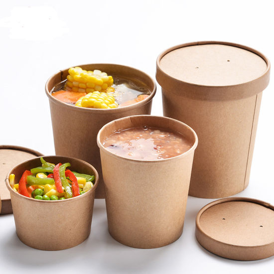 Brown paper cup soup | mangkok kertas kraft coklat cup sup 12 oz + tutup | Cup soup