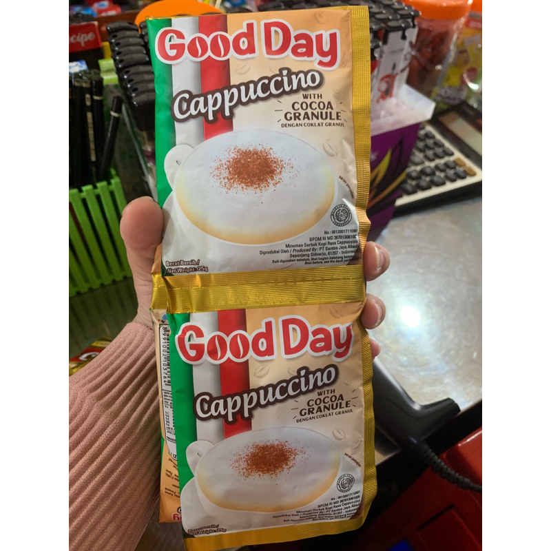 

good day cappuccino with cocoa granule 1 renteng 25gr x 10 sachet