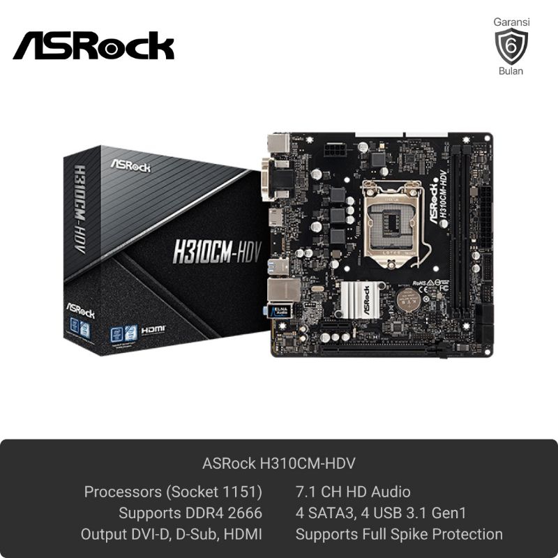 ASRock H310CM-HDV Motherboard