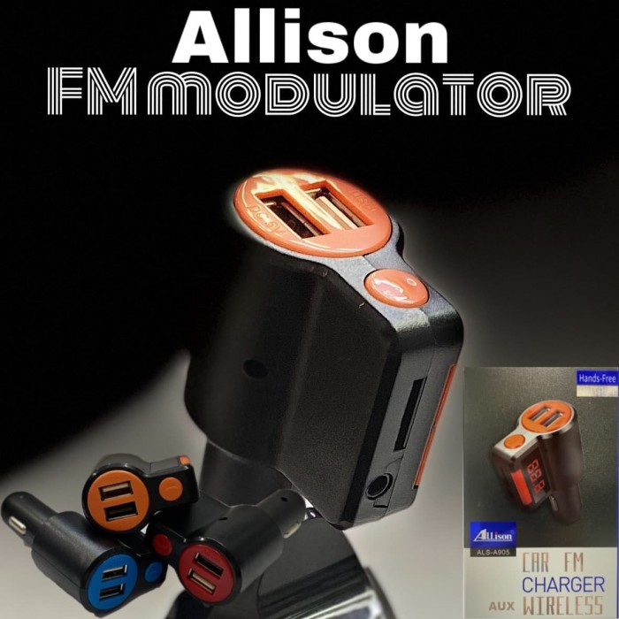 ALLISON ALS-A905 FM Modulator - AUX - SD Card - 2 USB PORT Transmitter CAR Bluetooth AUX Micro SD / 
