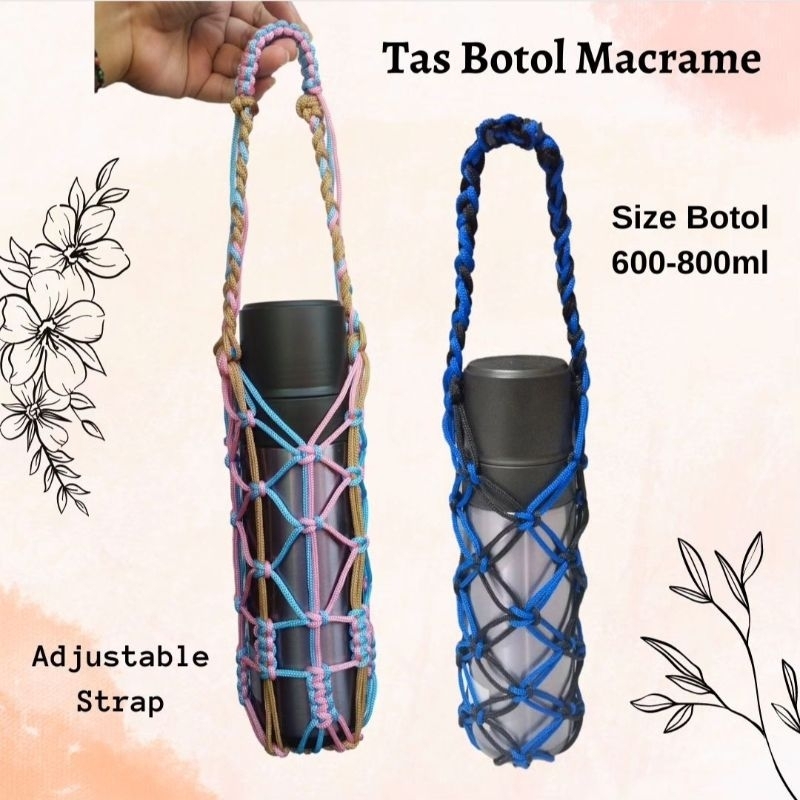 Tas Botol Macrame Tas Tumbler Tumblr Bag Macrame Tas Botol Rajut Serut Anyam