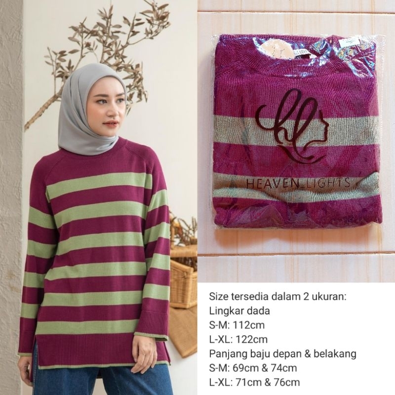 (𝐑𝐞𝐚𝐝𝐲 𝐒𝐭𝐨𝐜𝐤) Heavenlights - Jean Knit Sweater Guava Size S-M | Knit Sweater Wanita | Jastip Heaven 