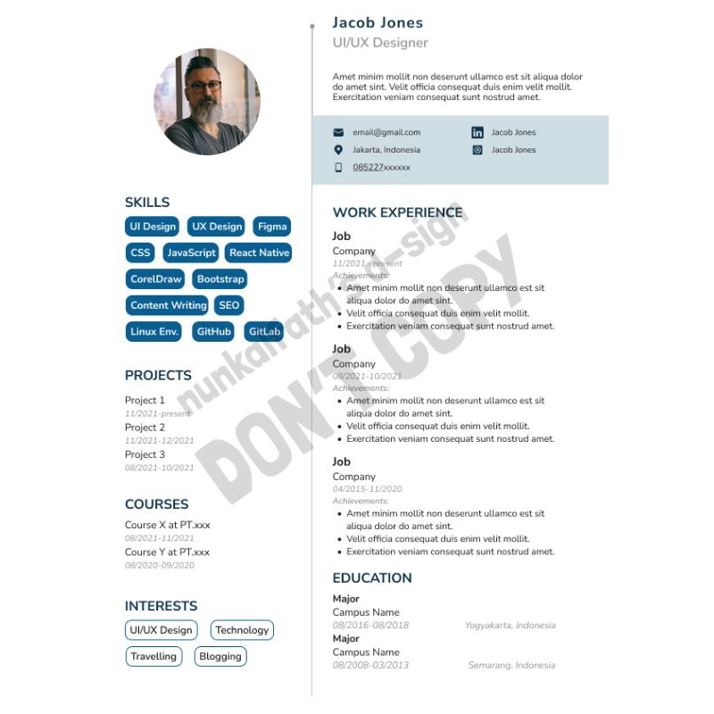 Jasa Design CV Resume Profesional 1 page | PAKET RESUME Bahasa Inggris Indonesia
