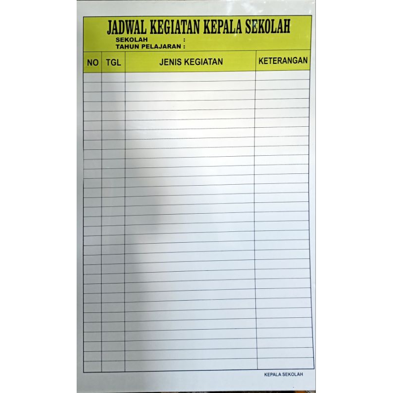 papan data jadwal kegiatan kepala sekolah. papan data agenda kepala sekolah. papan kepala sekolah