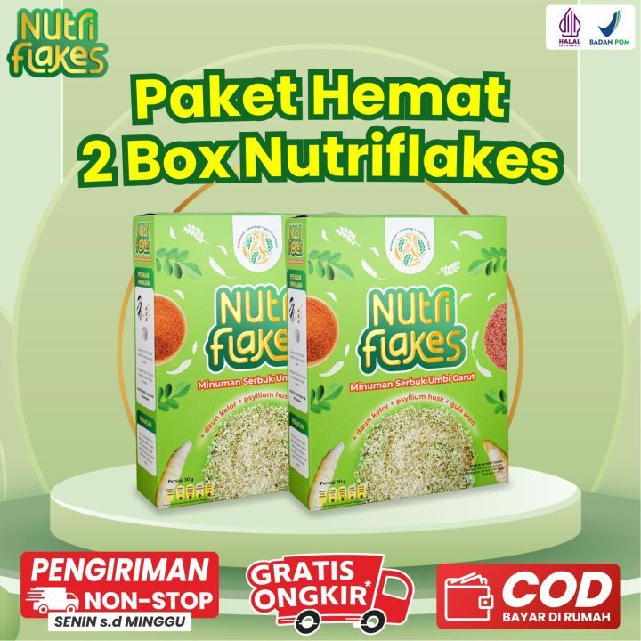 

Nuriflakes Paket 2 Box - Sereal Umbi Garut Bantu Atasi Asam Lambung Maag Tukak lambung dan Anxiety