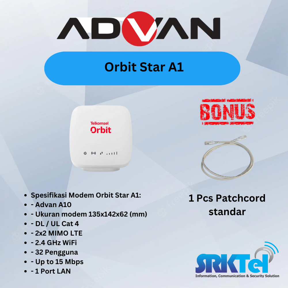 Modem Router Advan ORBIT STAR A1 4G WIFI + Telkomsel Free 150GB