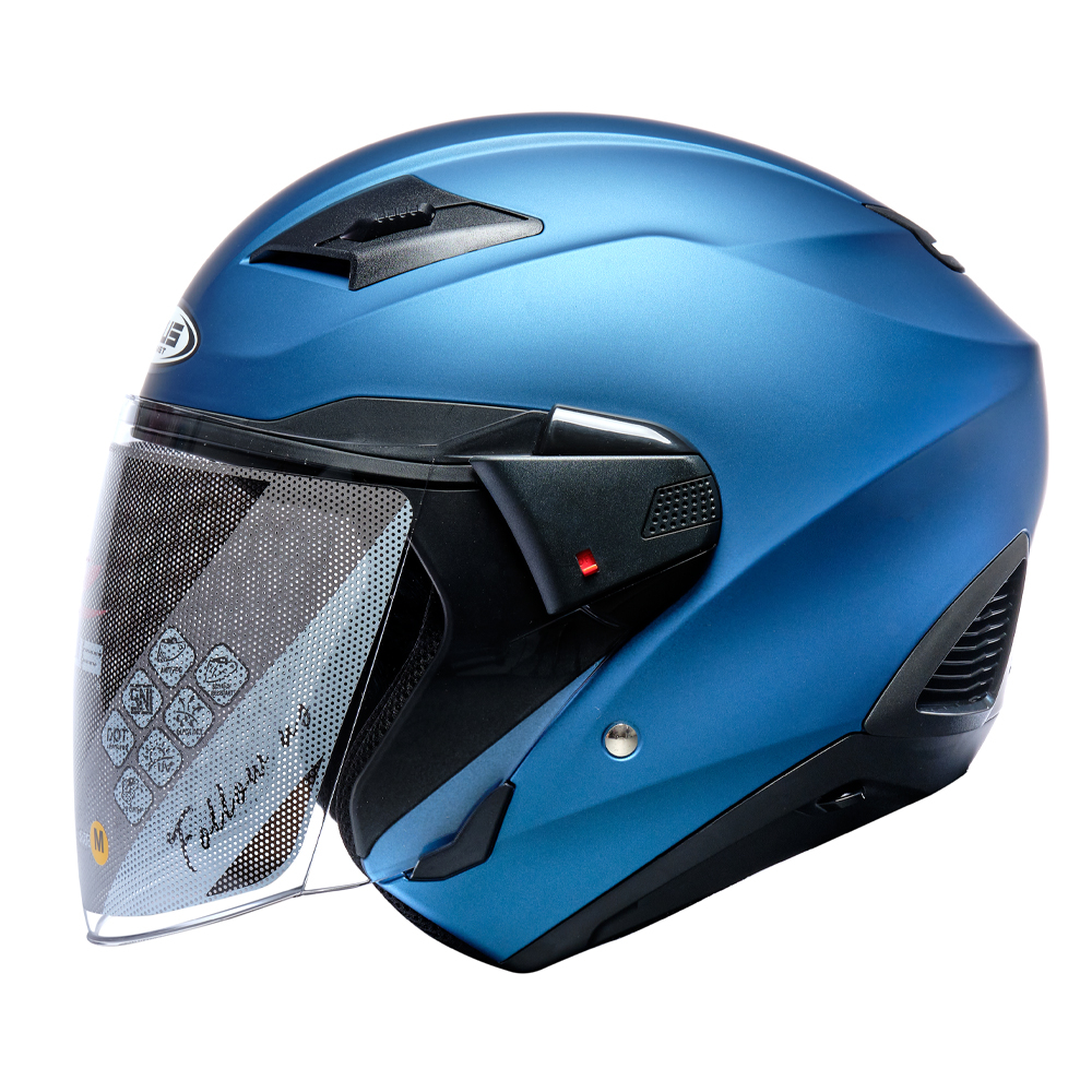 ZEUS ZS 611 MATT BLUE BIRU DOFF HALF FACE DOUBLE VISOR