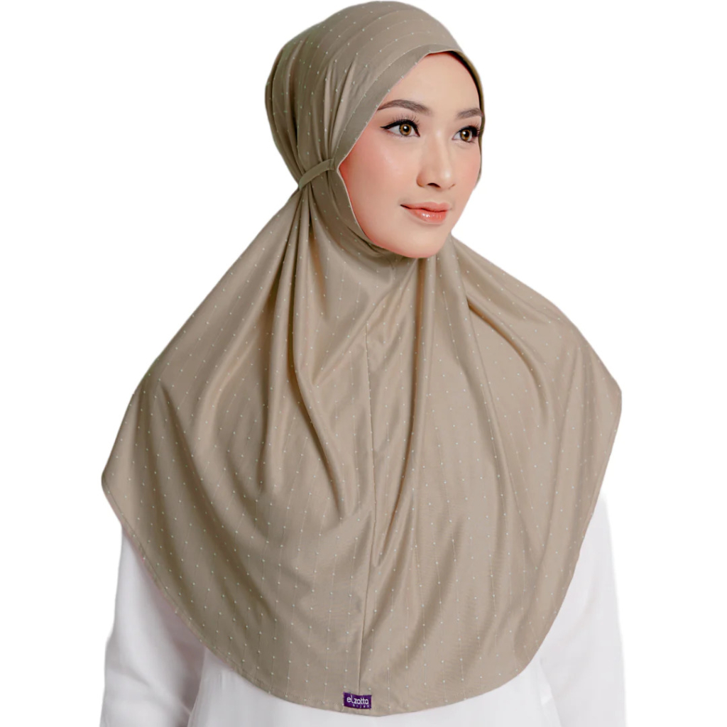 Elzatta Sabelya Polka Jilbab Maryam Motif Simple Terbaru Hijab Instan Non pet Tali belakang