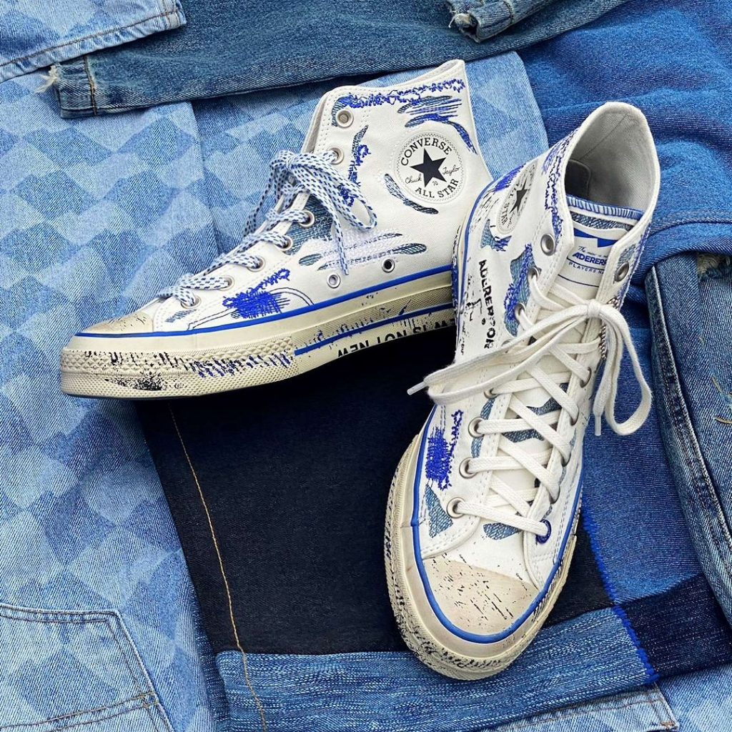 Sepatu Sneakers Pria CONVERSE Chuck 70 High X ADER ERROR White Blue Original A05351C