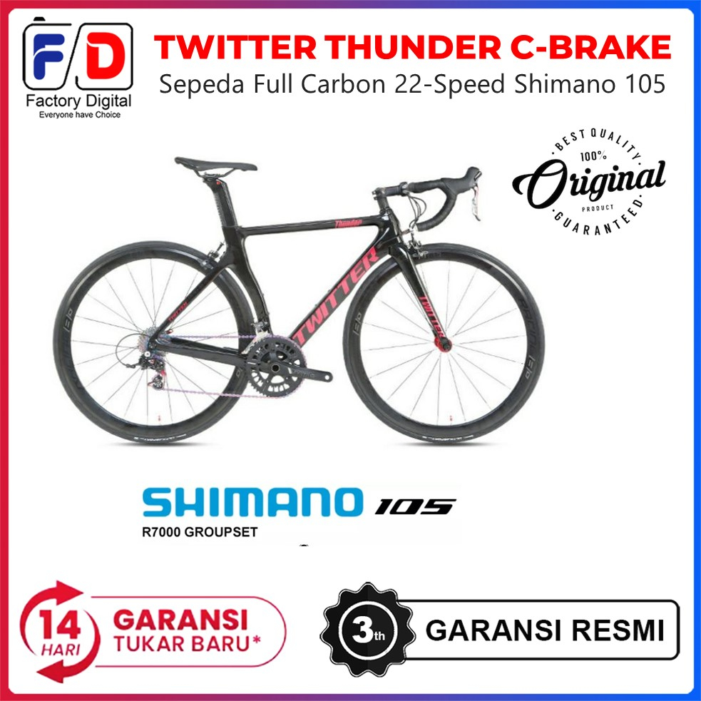 Roadbike Twitter Thunder C-Brake Grupset Shimano 105 Sepeda Balap Full Carbon